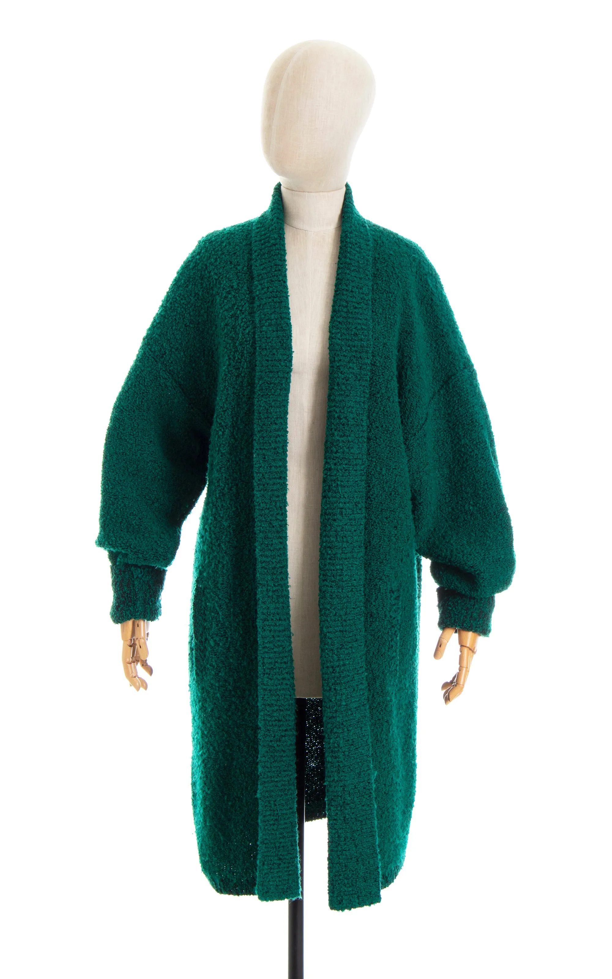 1980s Cozy Green Knit Sweater Coat | medium/large