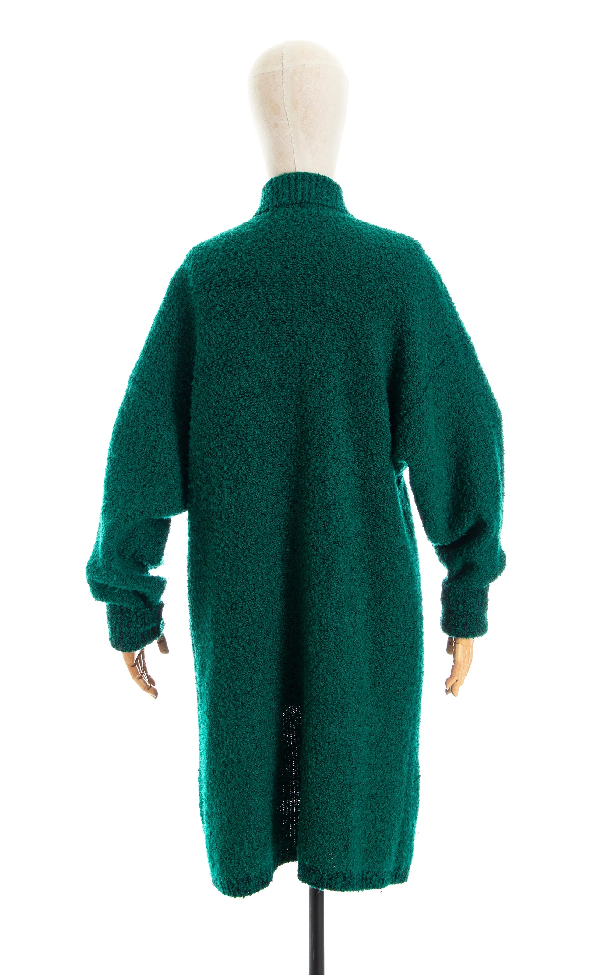1980s Cozy Green Knit Sweater Coat | medium/large
