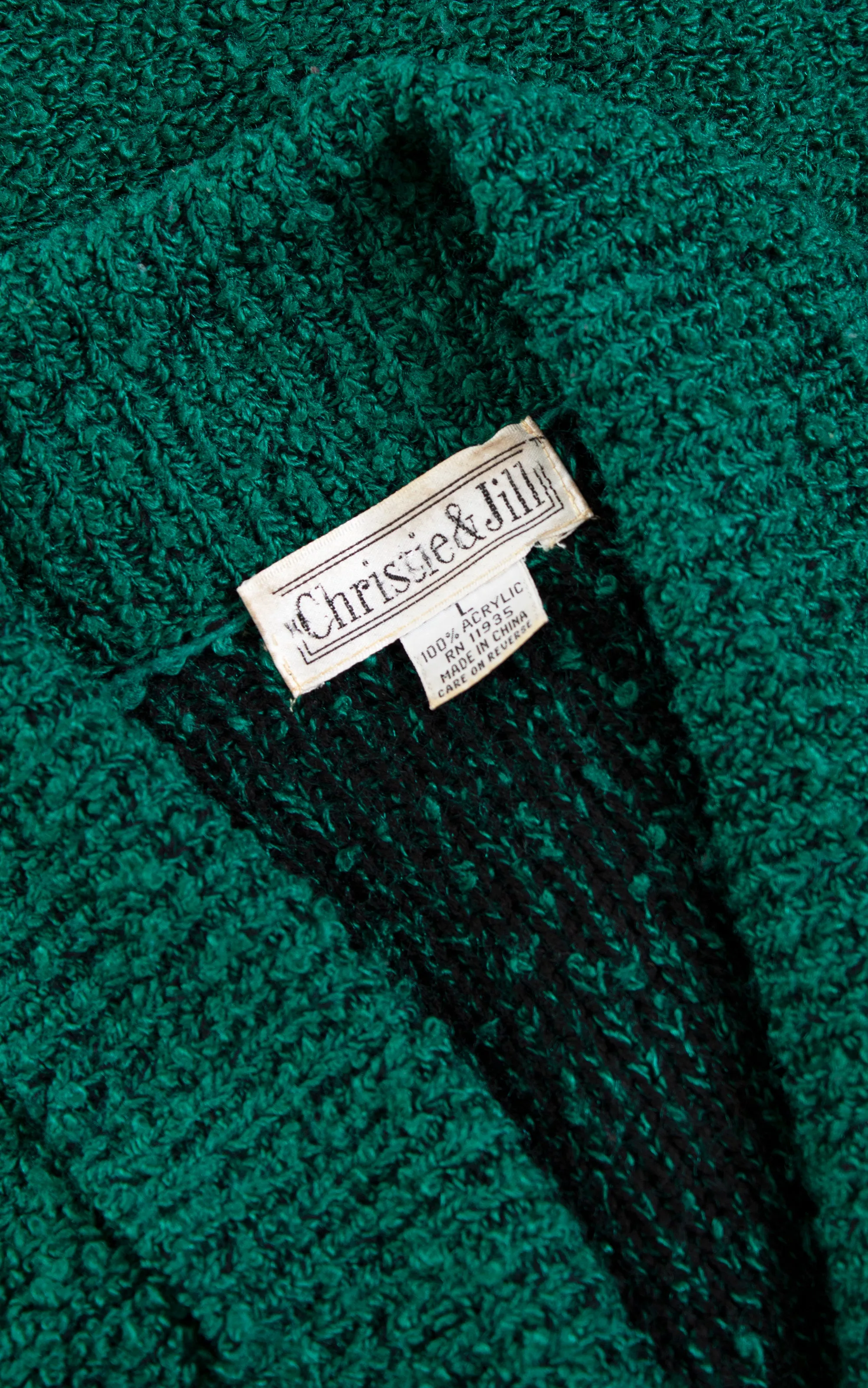 1980s Cozy Green Knit Sweater Coat | medium/large