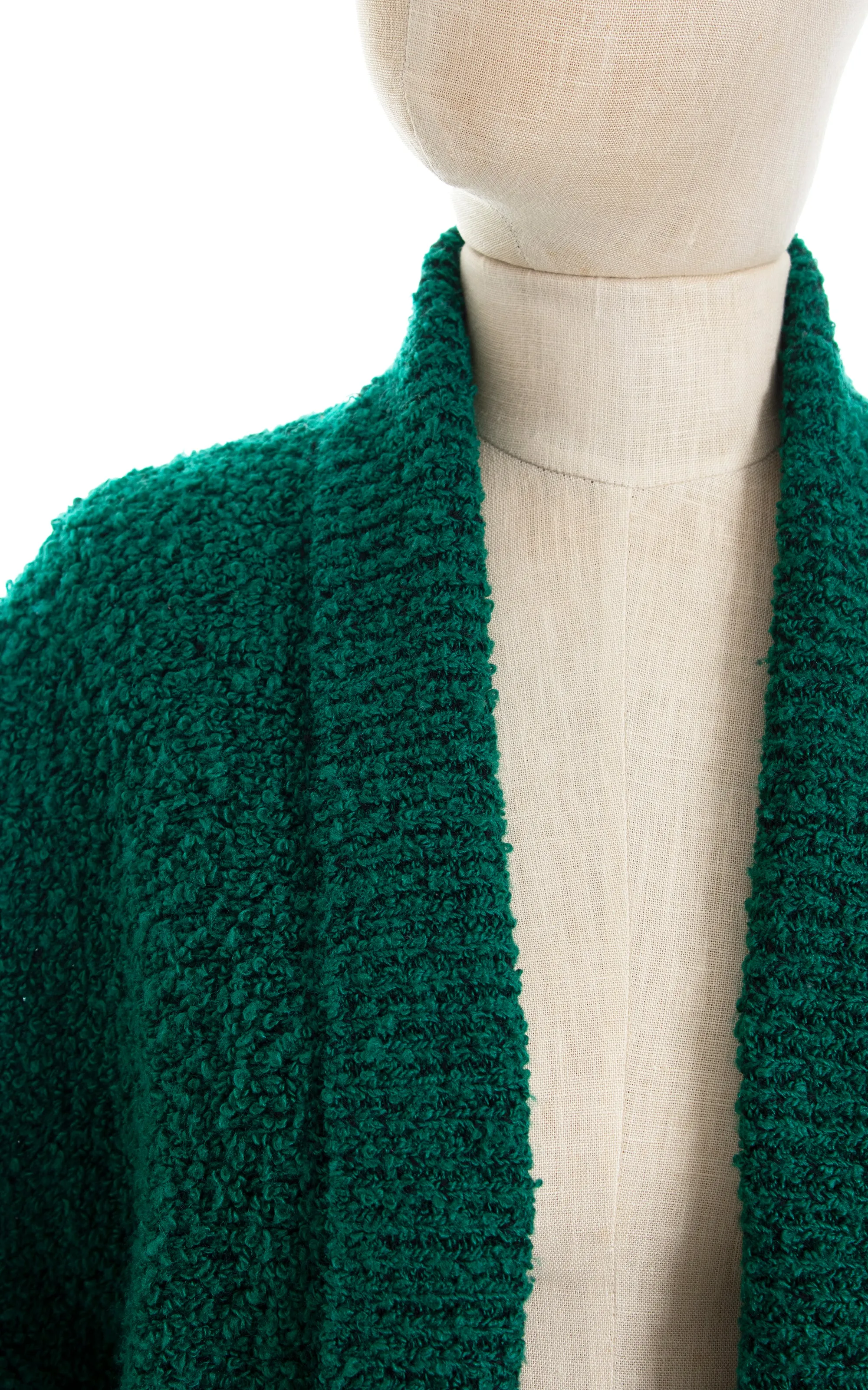 1980s Cozy Green Knit Sweater Coat | medium/large