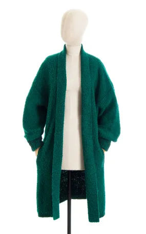 1980s Cozy Green Knit Sweater Coat | medium/large