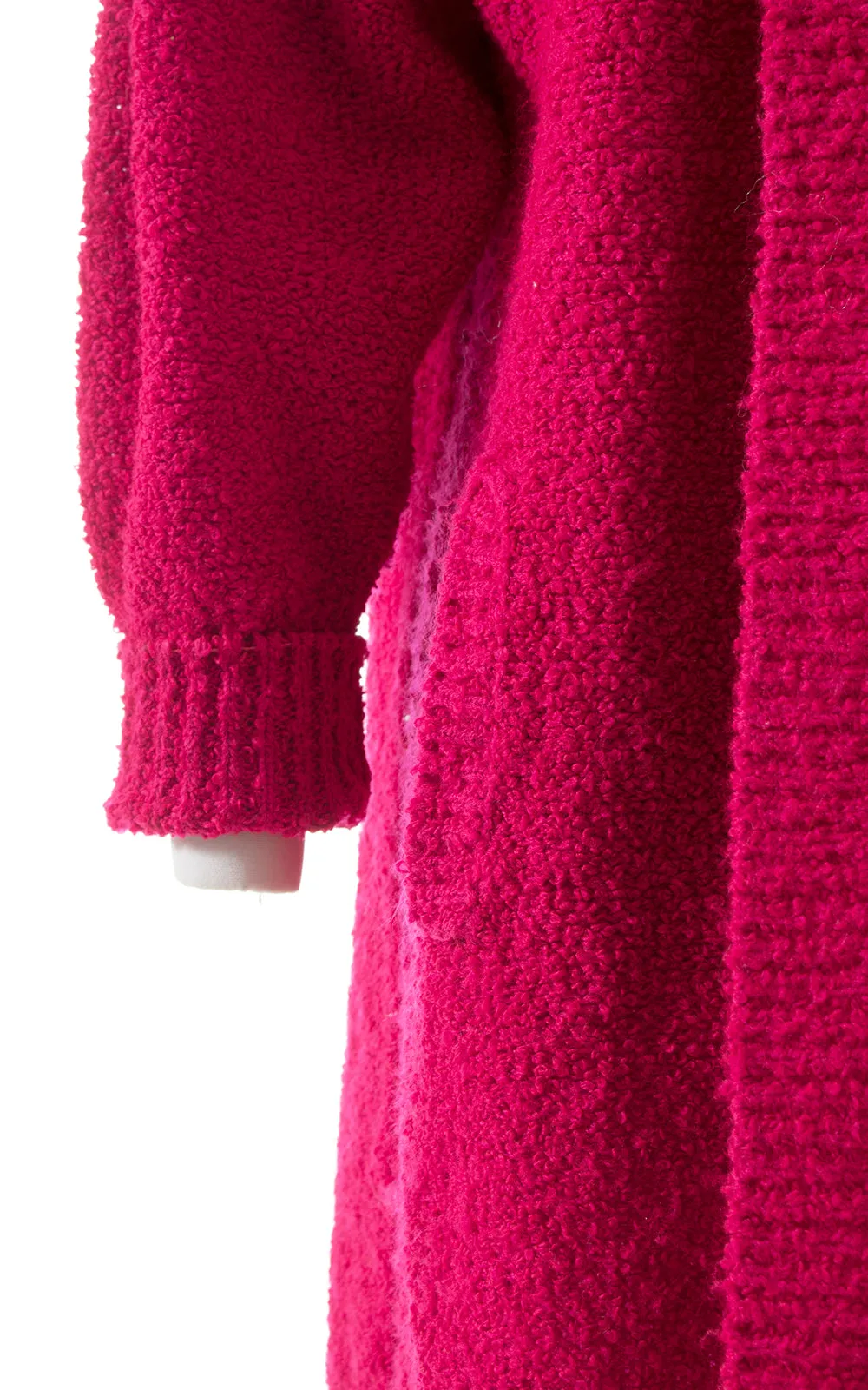 1980s Hot Pink Bouclé Knit Sweater Coat | medium/large