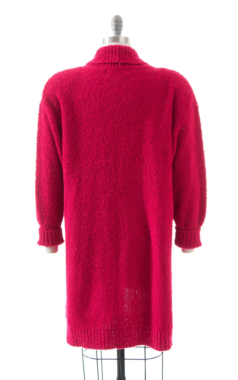 1980s Hot Pink Bouclé Knit Sweater Coat | medium/large