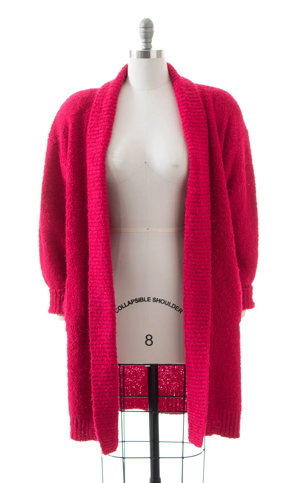 1980s Hot Pink Bouclé Knit Sweater Coat | medium/large