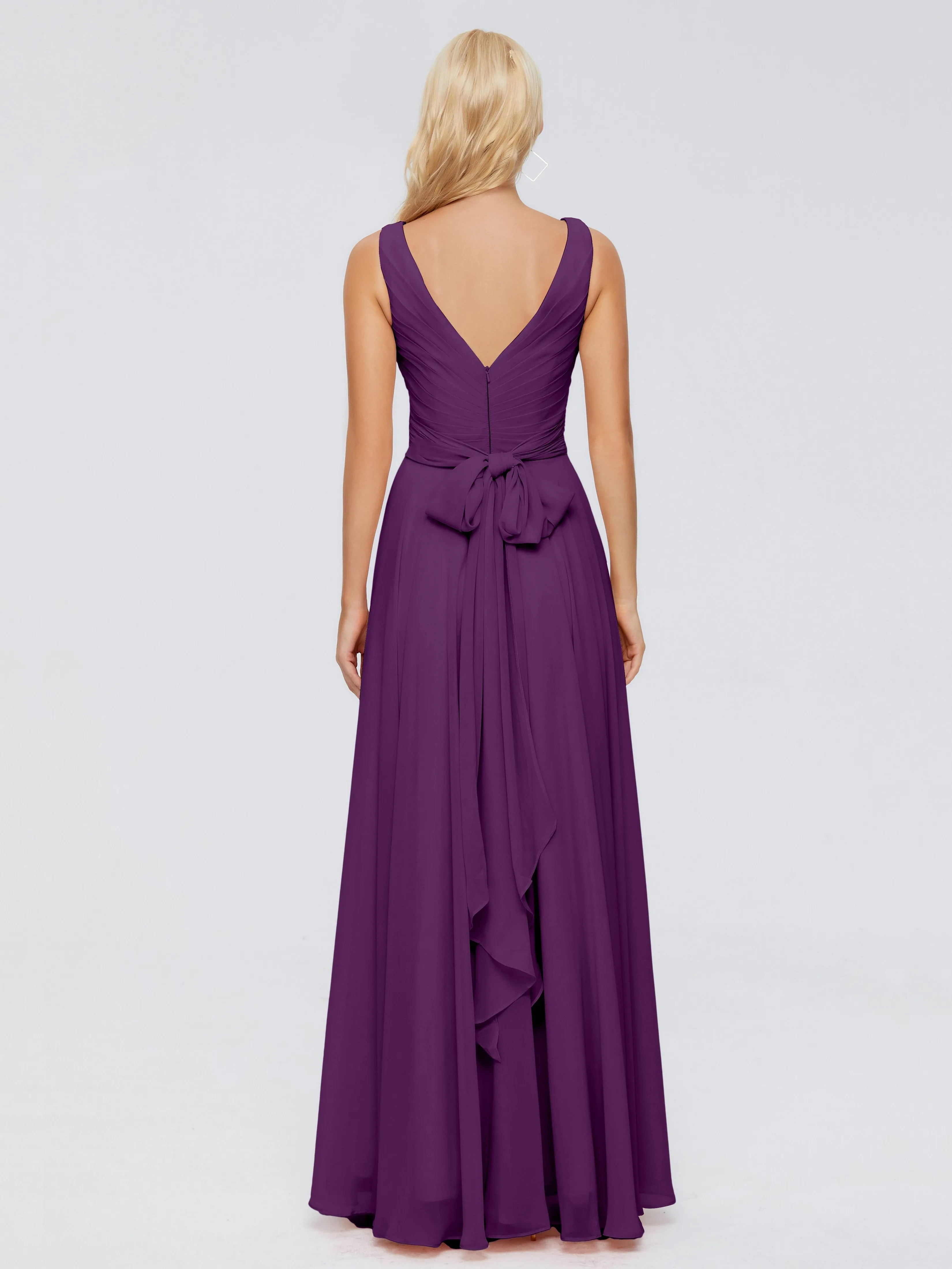 Bridesmaid Dresses In Grape Ryleigh Flowy Chiffon Bridesmaid Dresses With Bow