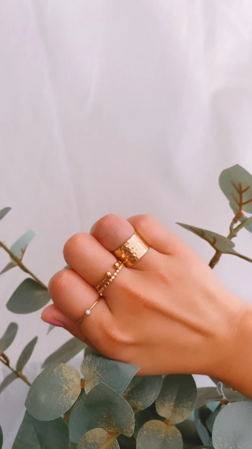 Cigar Band Ring Hammered Gold Filled - Thick Band Ring