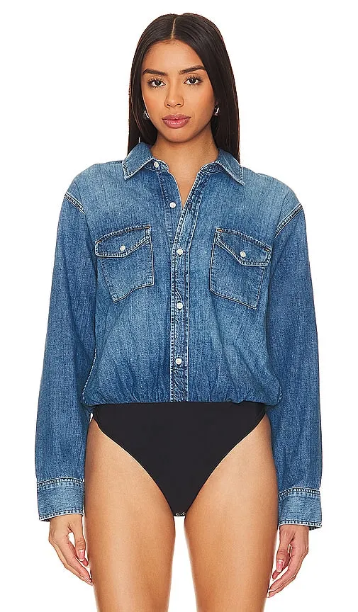 Citizens of Humanity Sera Denim Bodysuit in Blue