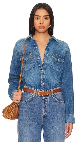 Citizens of Humanity Sera Denim Bodysuit in Blue
