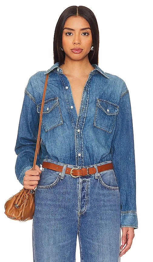 Citizens of Humanity Sera Denim Bodysuit in Blue