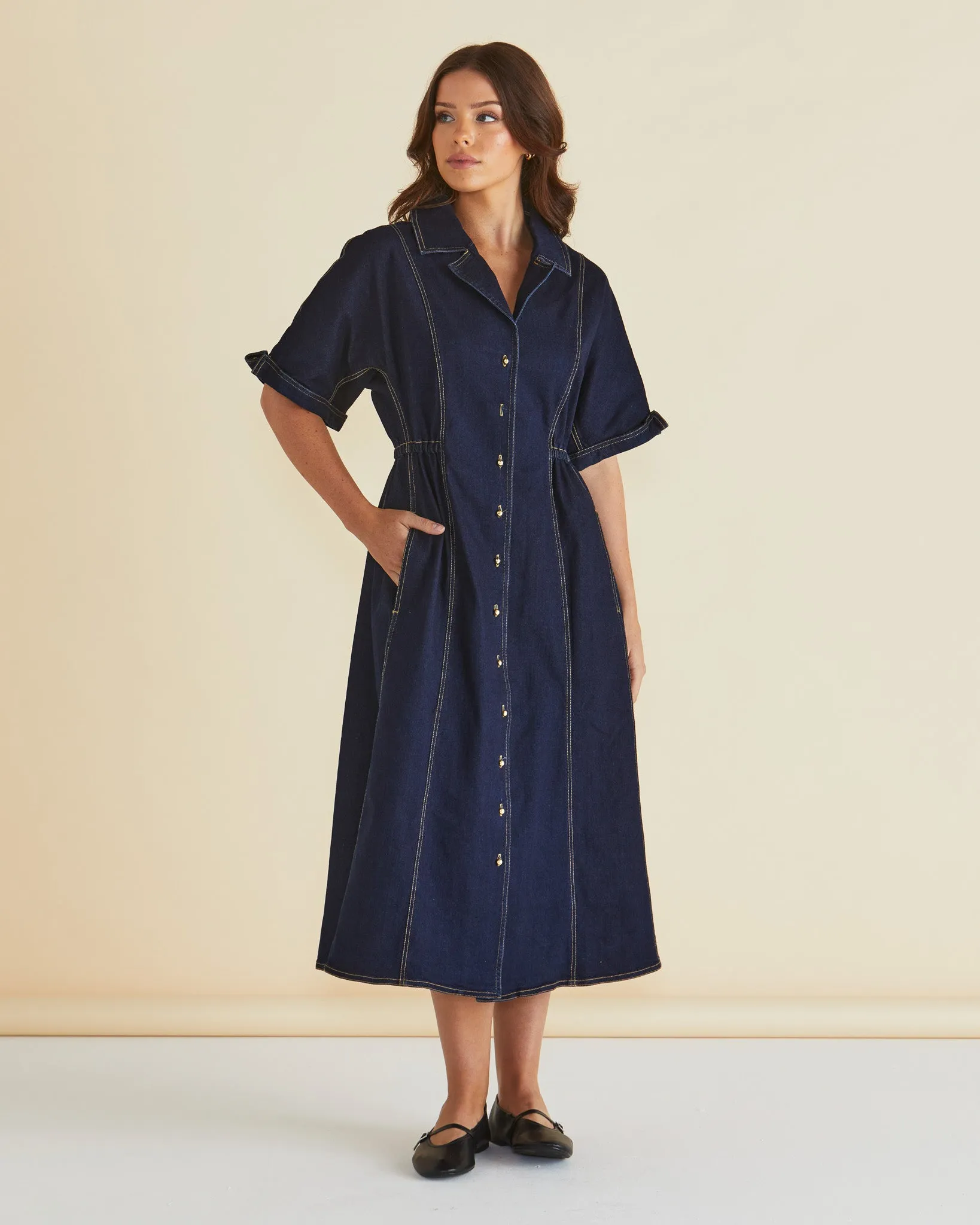 Dana Denim Dress - Raw Indigo Blue