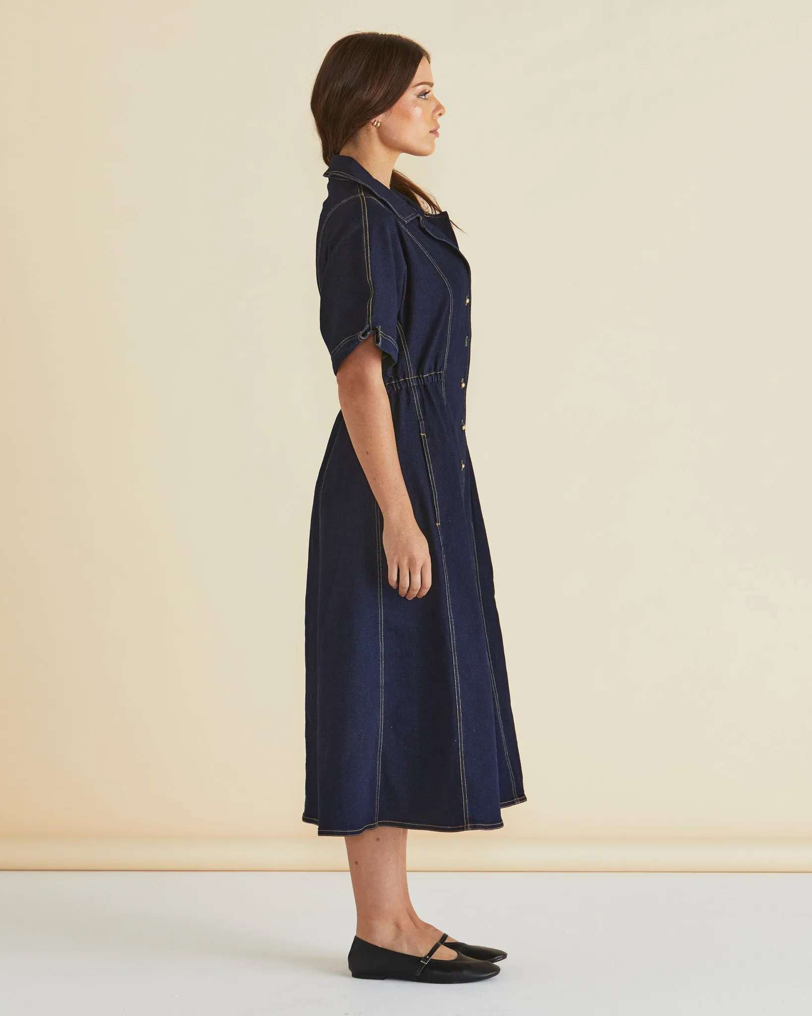 Dana Denim Dress - Raw Indigo Blue