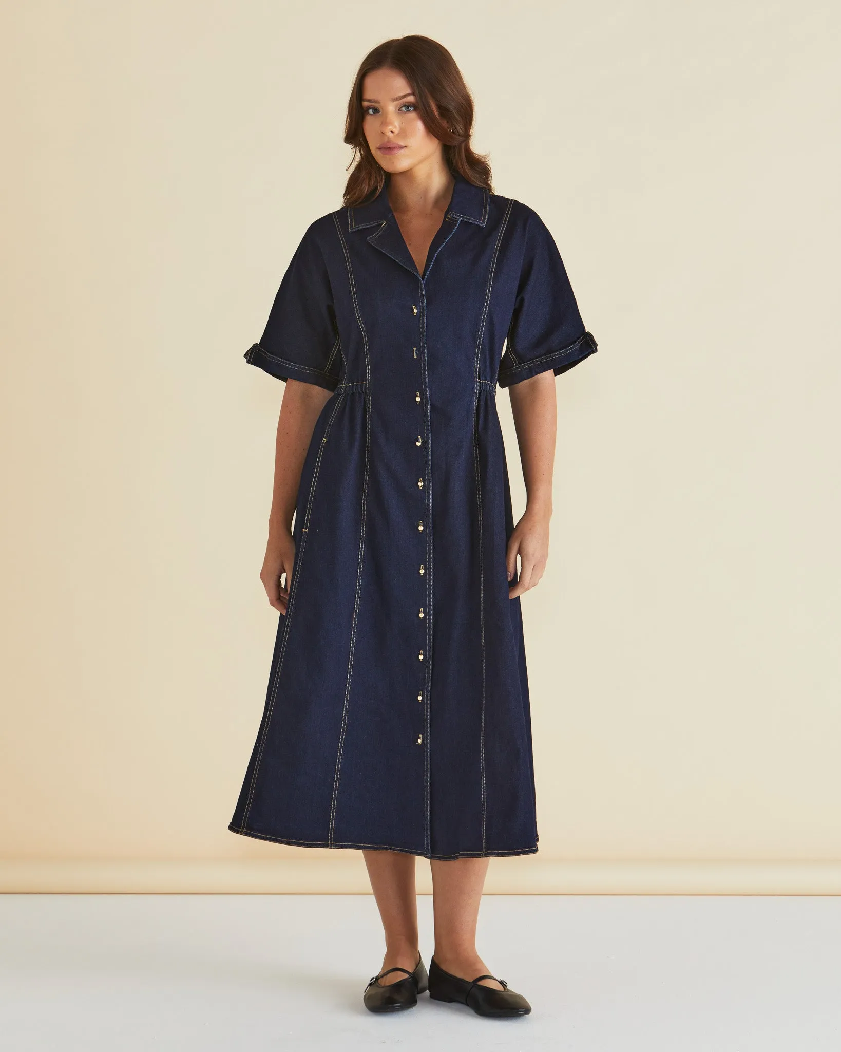 Dana Denim Dress - Raw Indigo Blue