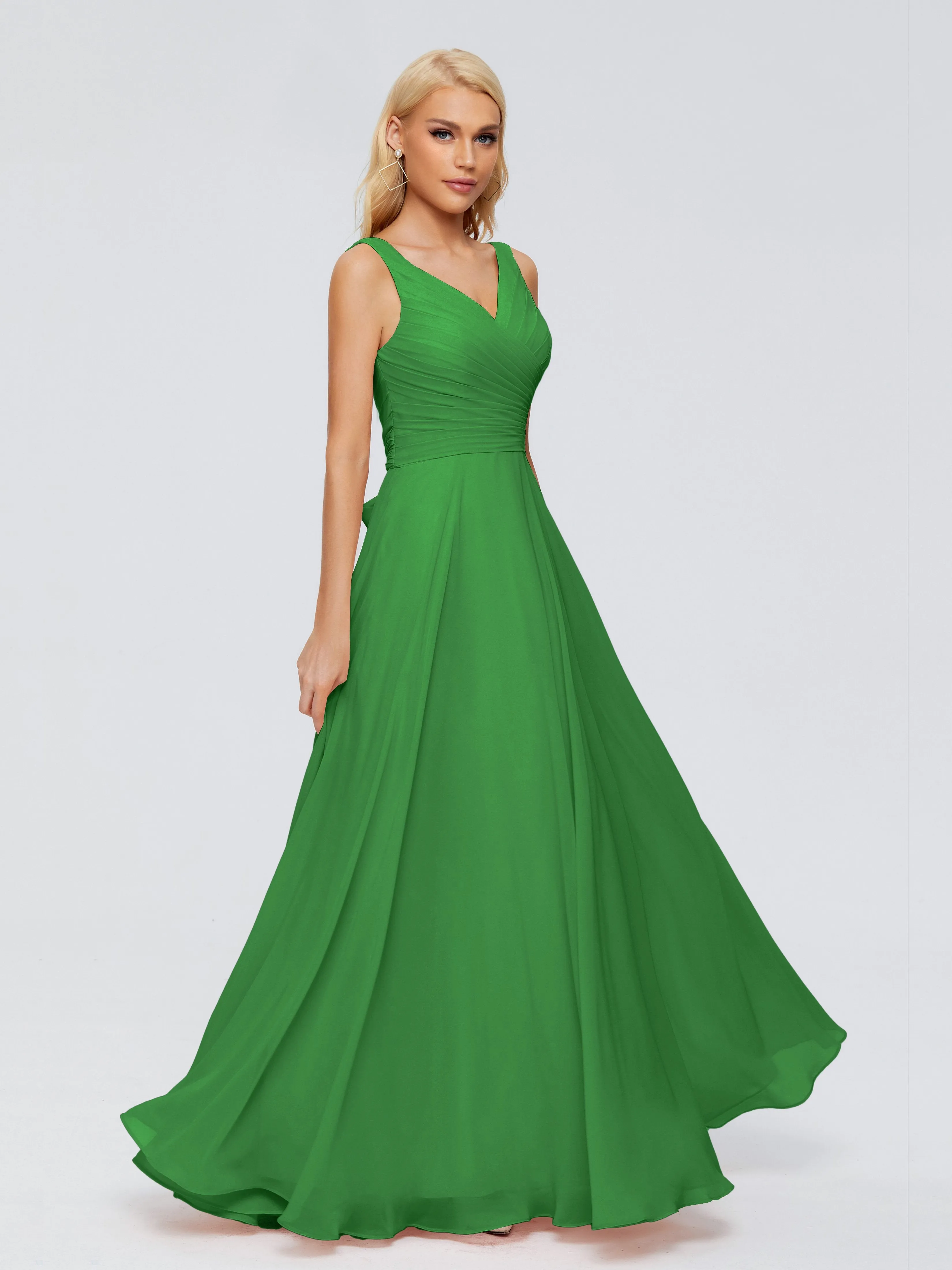 Green Chiffon Bridesmaid Dresses Ryleigh Flowy Chiffon Bridesmaid Dresses With Bow