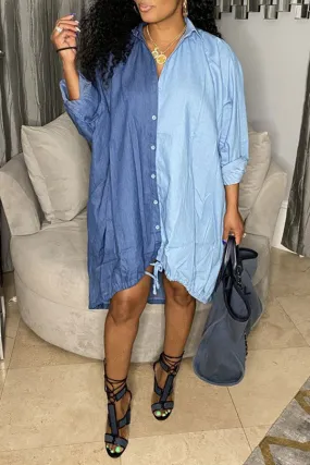 Hit Color On-trend Oversize Single Breasted Midi Dress