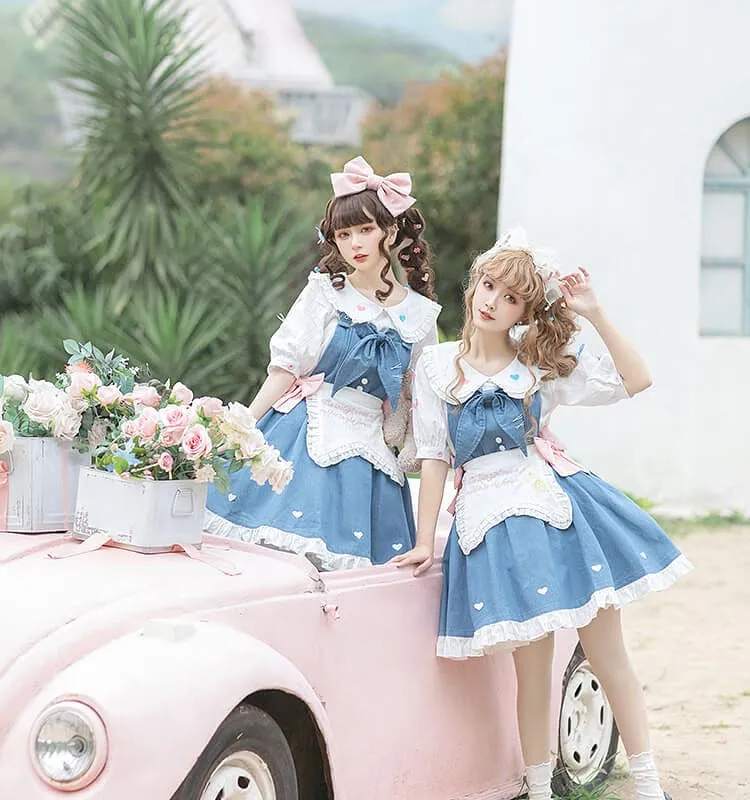 Kawaii Cute Sweet Summer Denim Lolita Dress Set