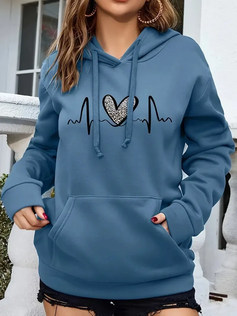 Lovestory Hoodie | Comfortabele trendy trui met capuchon en hartmotief voor dames