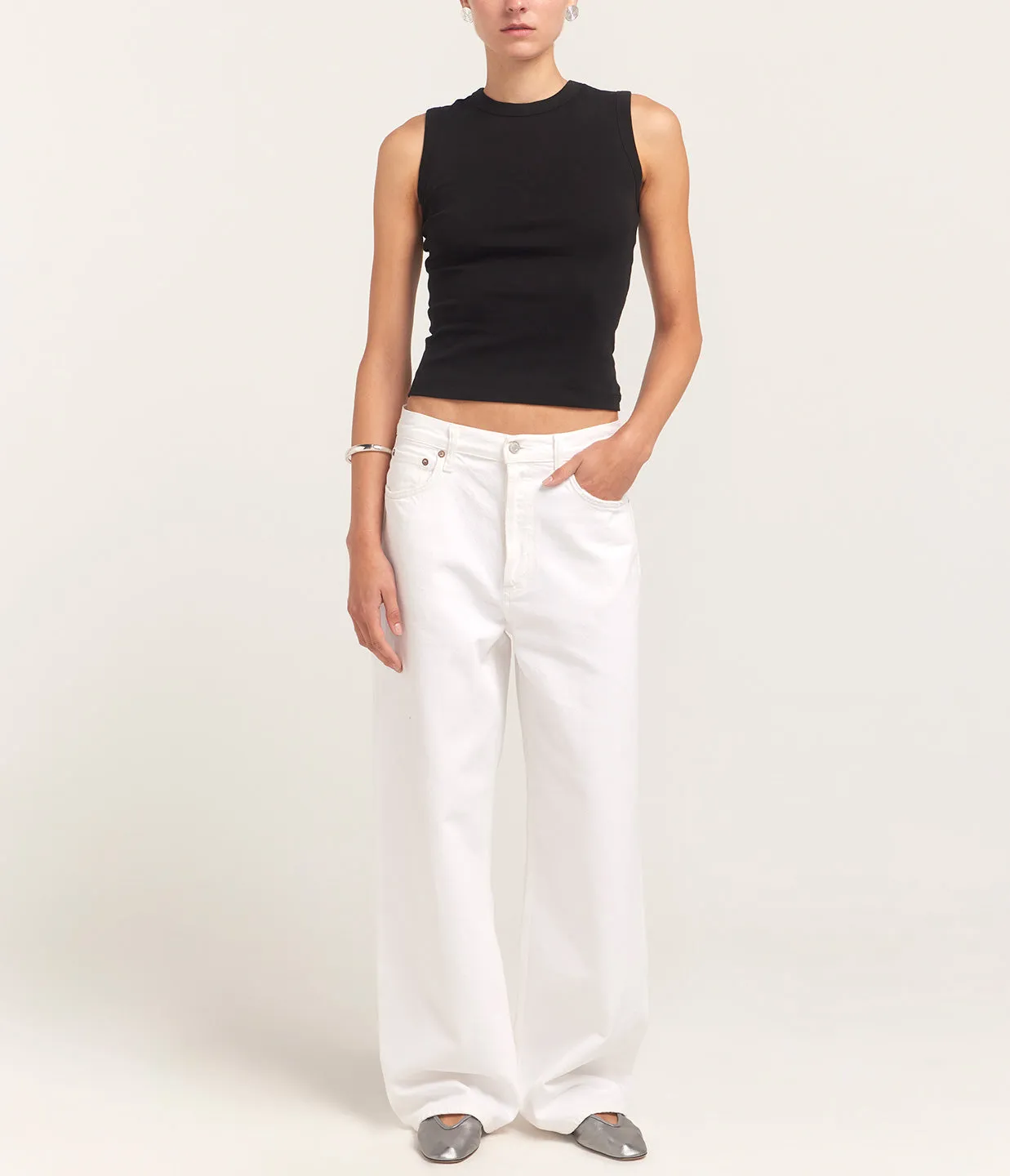 Low Slung Baggy Jean in Milkshake