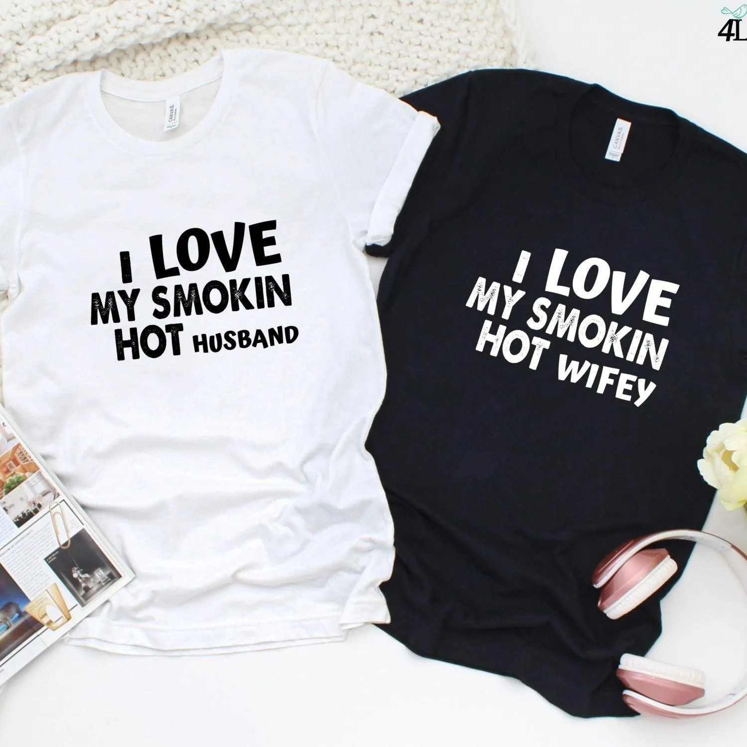 Matching Couples Outfit Set - Smokin' Hot Husband & Lovely Wifey Gift Idea