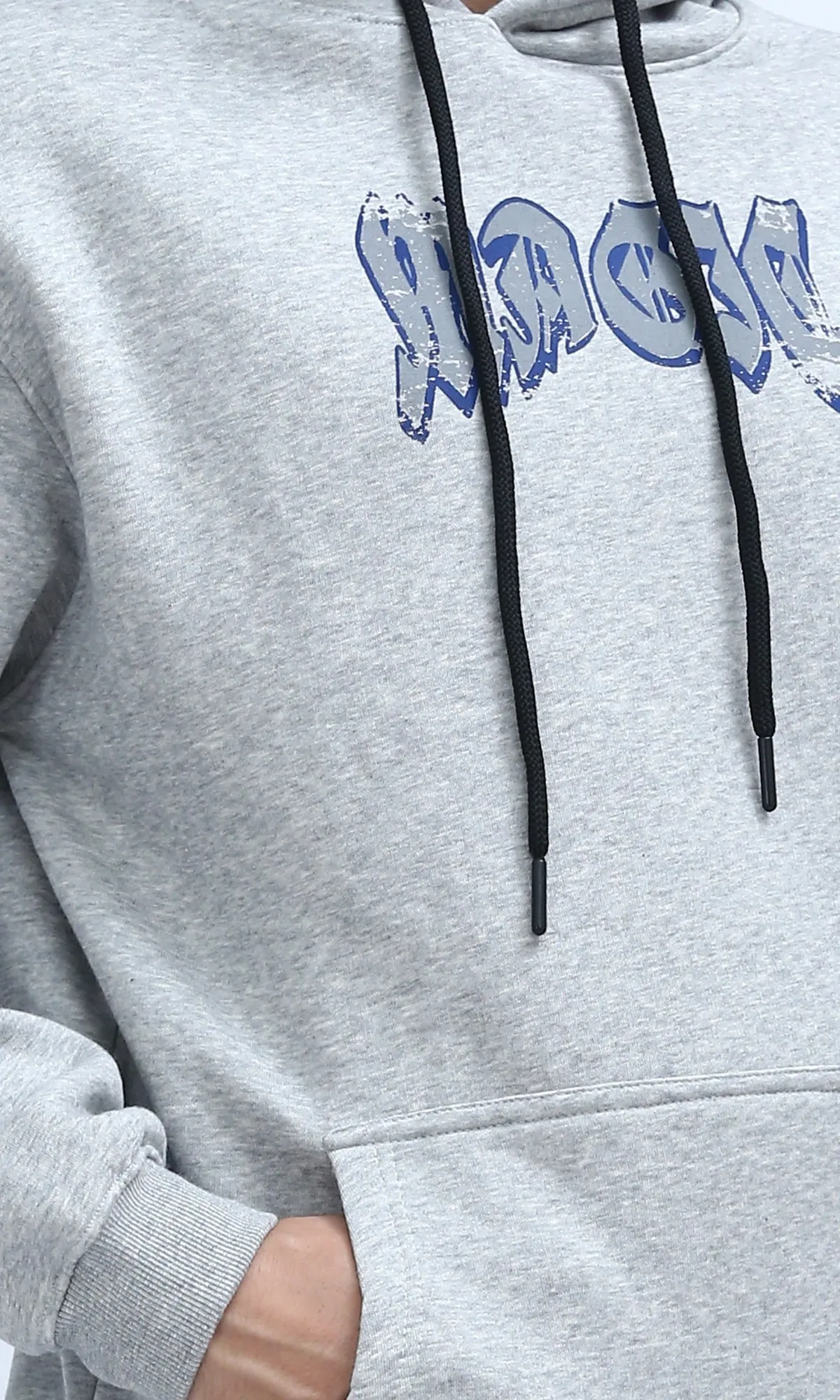 O199367 - Hooded Neck With Drawstring Heather Grey Hoodie
