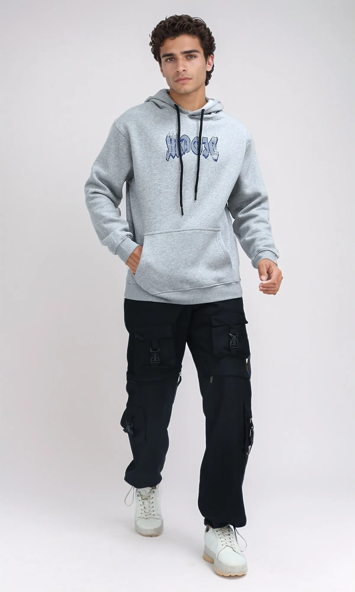O199367 - Hooded Neck With Drawstring Heather Grey Hoodie