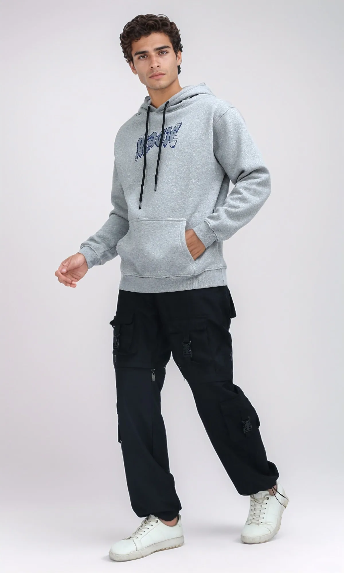 O199367 - Hooded Neck With Drawstring Heather Grey Hoodie