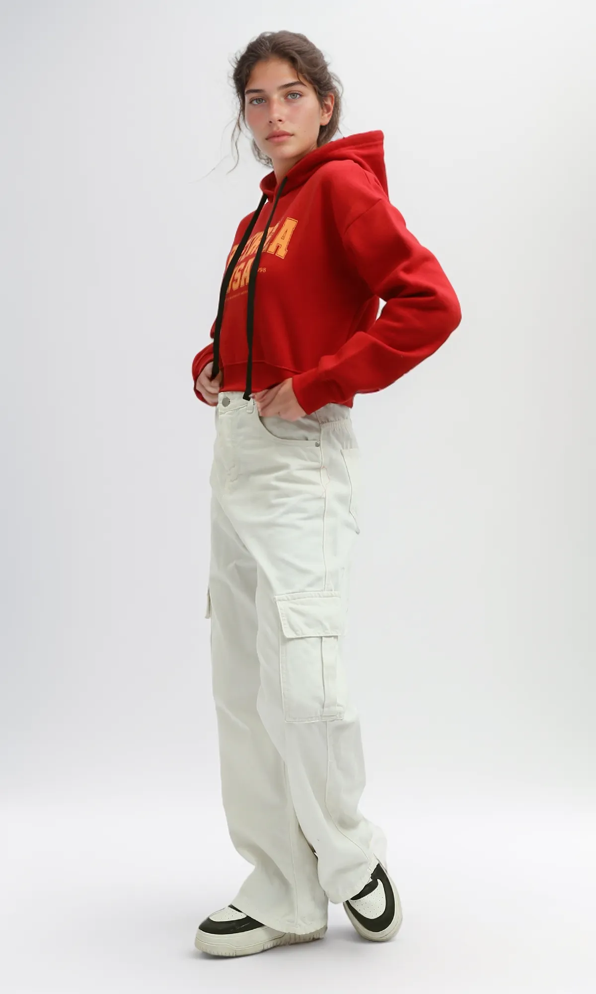 O199387 - Printed ''Goergia'' Hoodie Shirt - Red