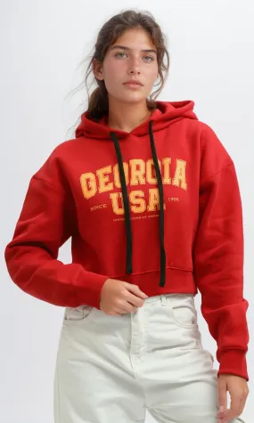 O199387 - Printed ''Goergia'' Hoodie Shirt - Red