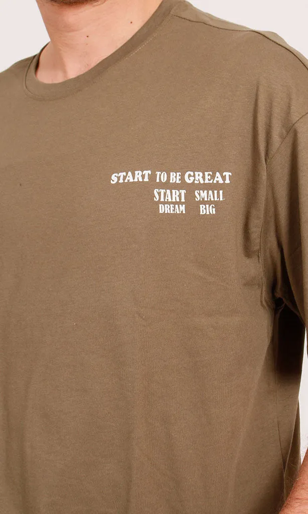 O203118 - Motivational Typography T-Shirt  Olive Green