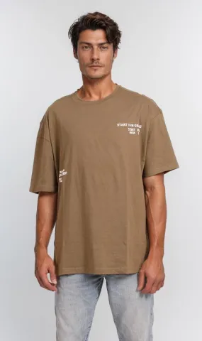 O203118 - Motivational Typography T-Shirt  Olive Green