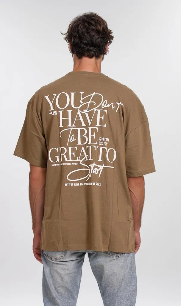 O203118 - Motivational Typography T-Shirt  Olive Green