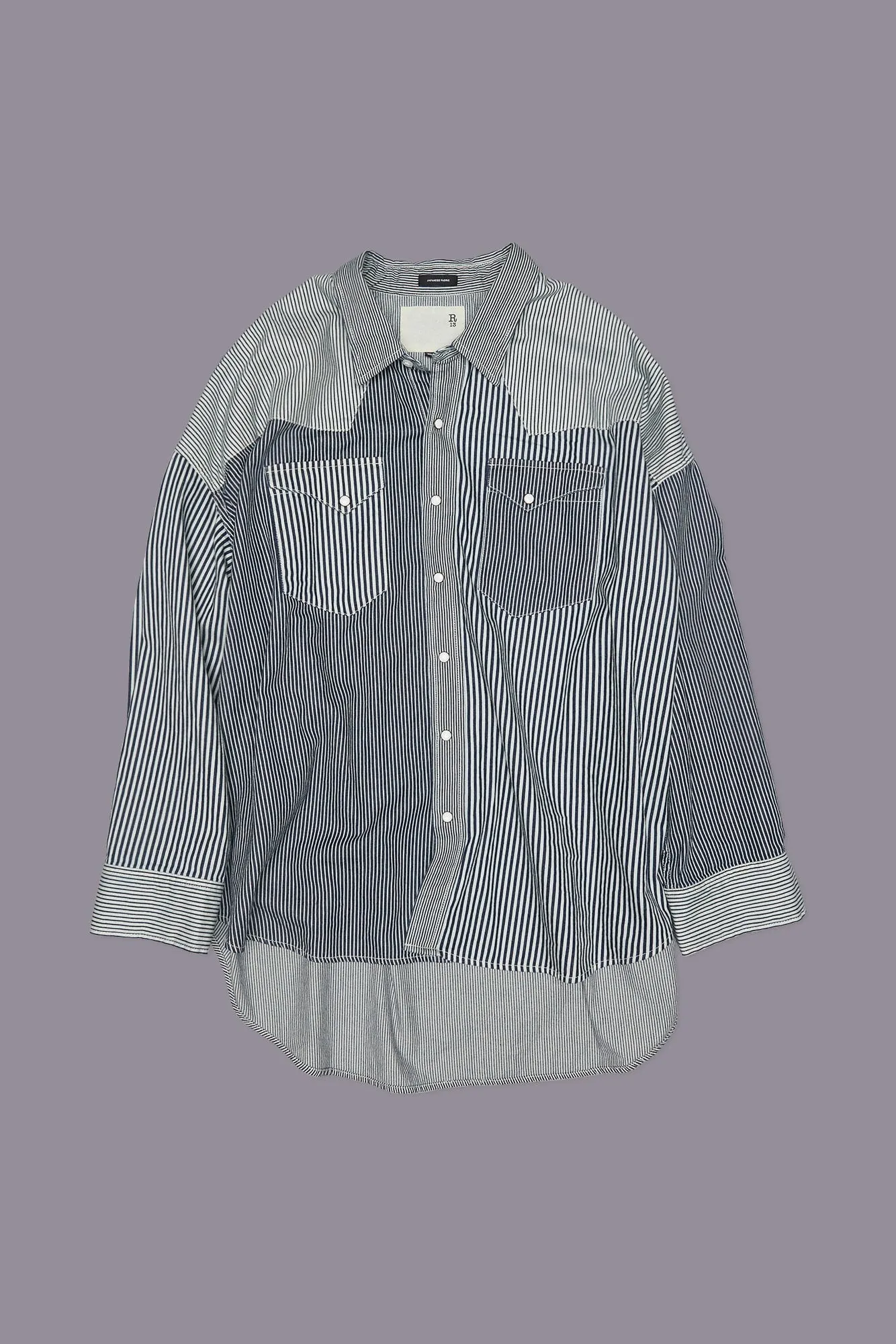 OVERSIZED COWBOY SHIRT - MULTI STRIPE RAILROAD
