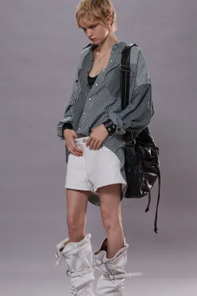 OVERSIZED COWBOY SHIRT - MULTI STRIPE RAILROAD
