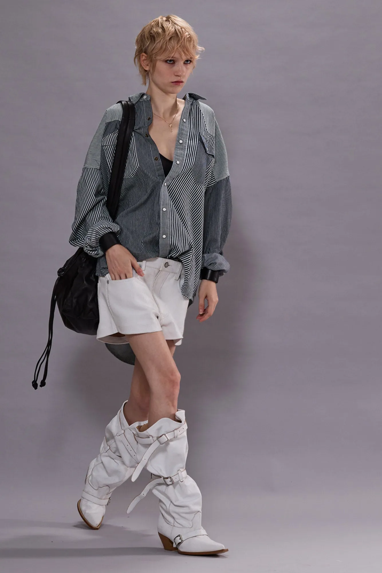 OVERSIZED COWBOY SHIRT - MULTI STRIPE RAILROAD