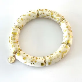 Palm Beach Bracelet Thick Vanilla/Gold Spatter