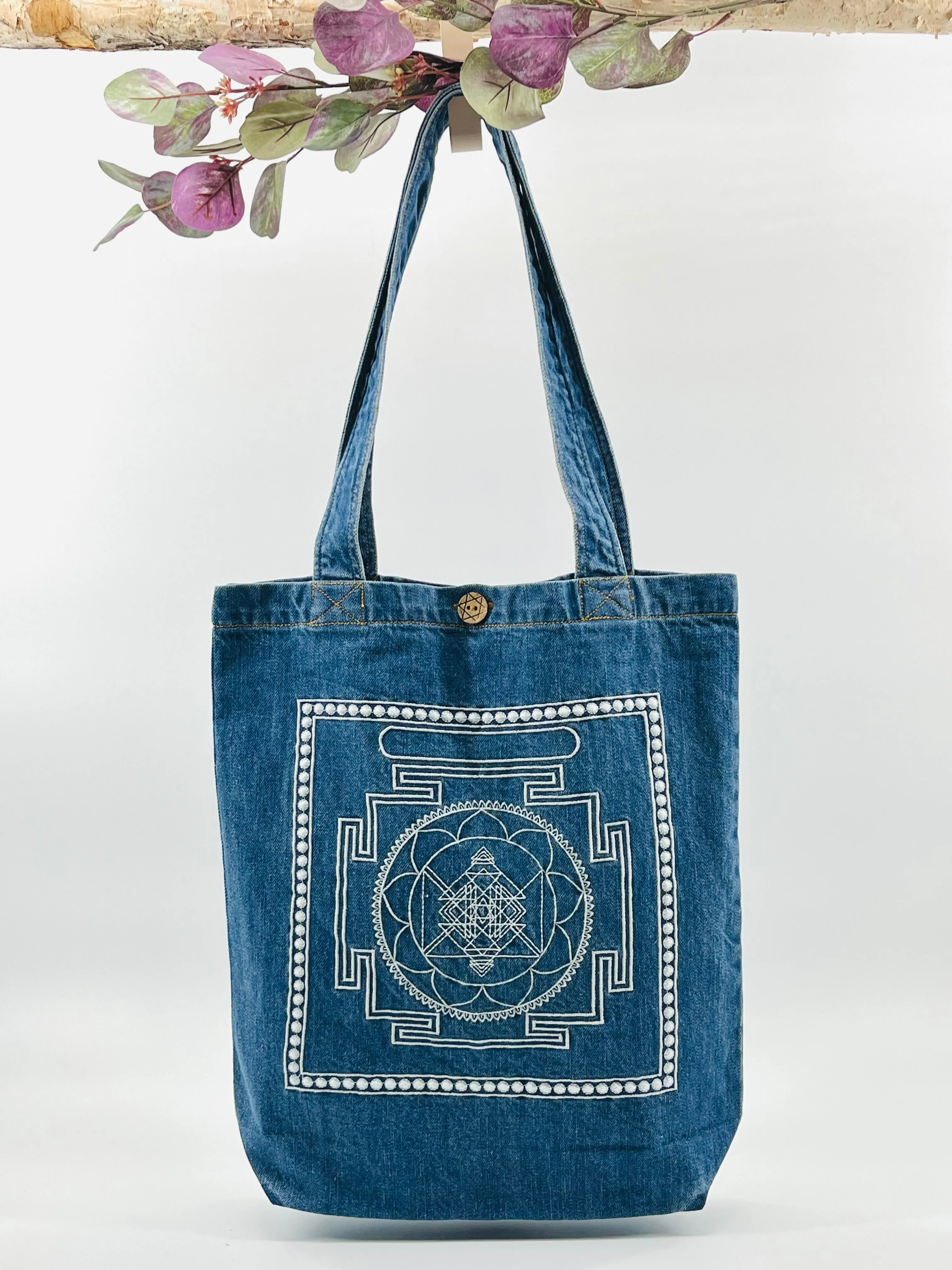 "Vaastu" Lines of Home; Denim Tote Bag | Indigo Denim