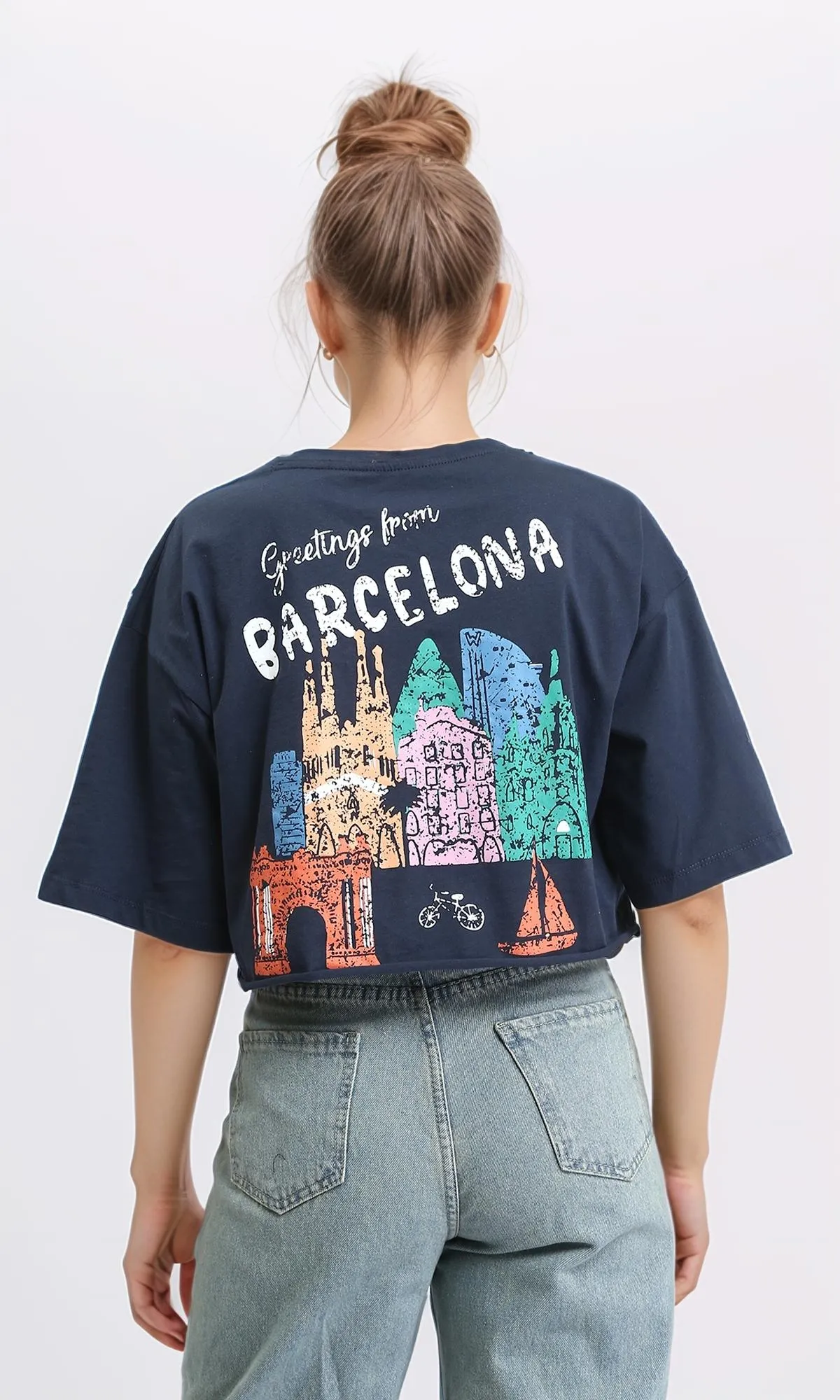 R207872 - Elbow Sleeves Relaxed Short Tee - Dark Navy Blue