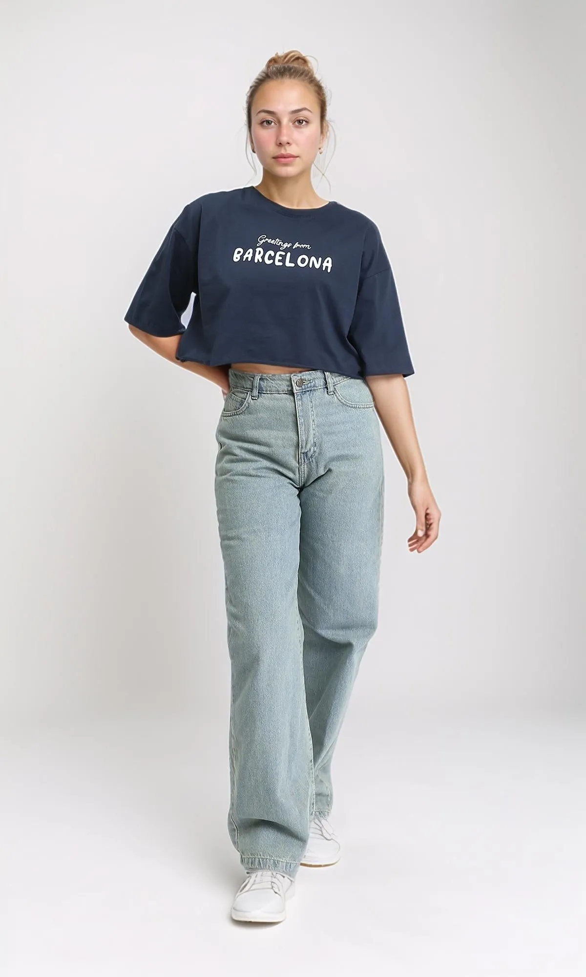 R207872 - Elbow Sleeves Relaxed Short Tee - Dark Navy Blue