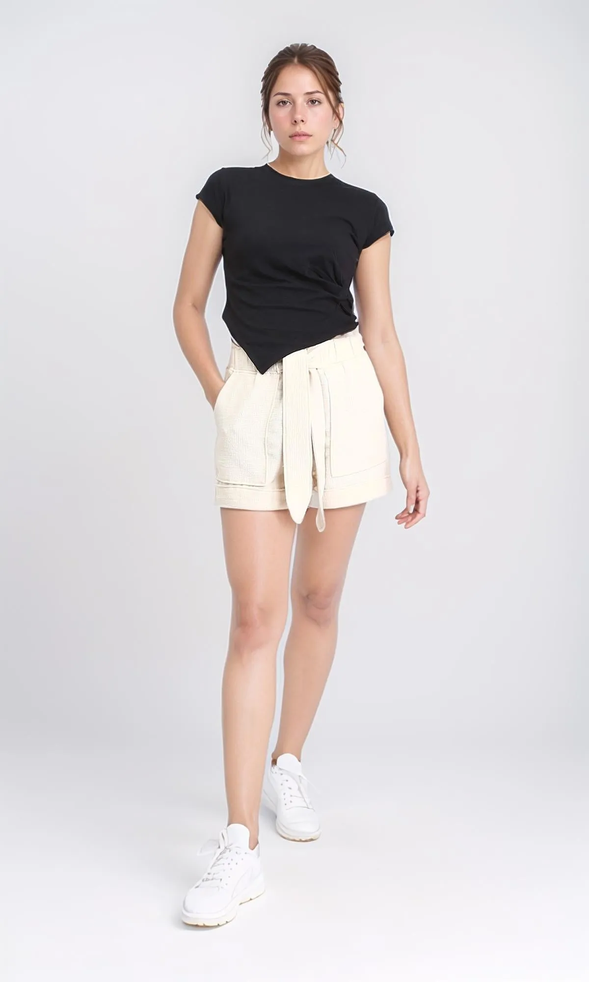 R208133 - Round Neck Solid Slip On Tee - Black