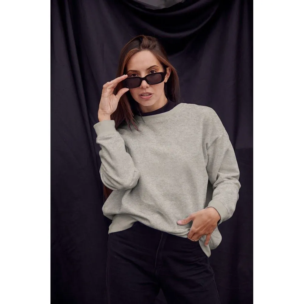 Snug Viscose Blend Sweater Knit in Sand Melange