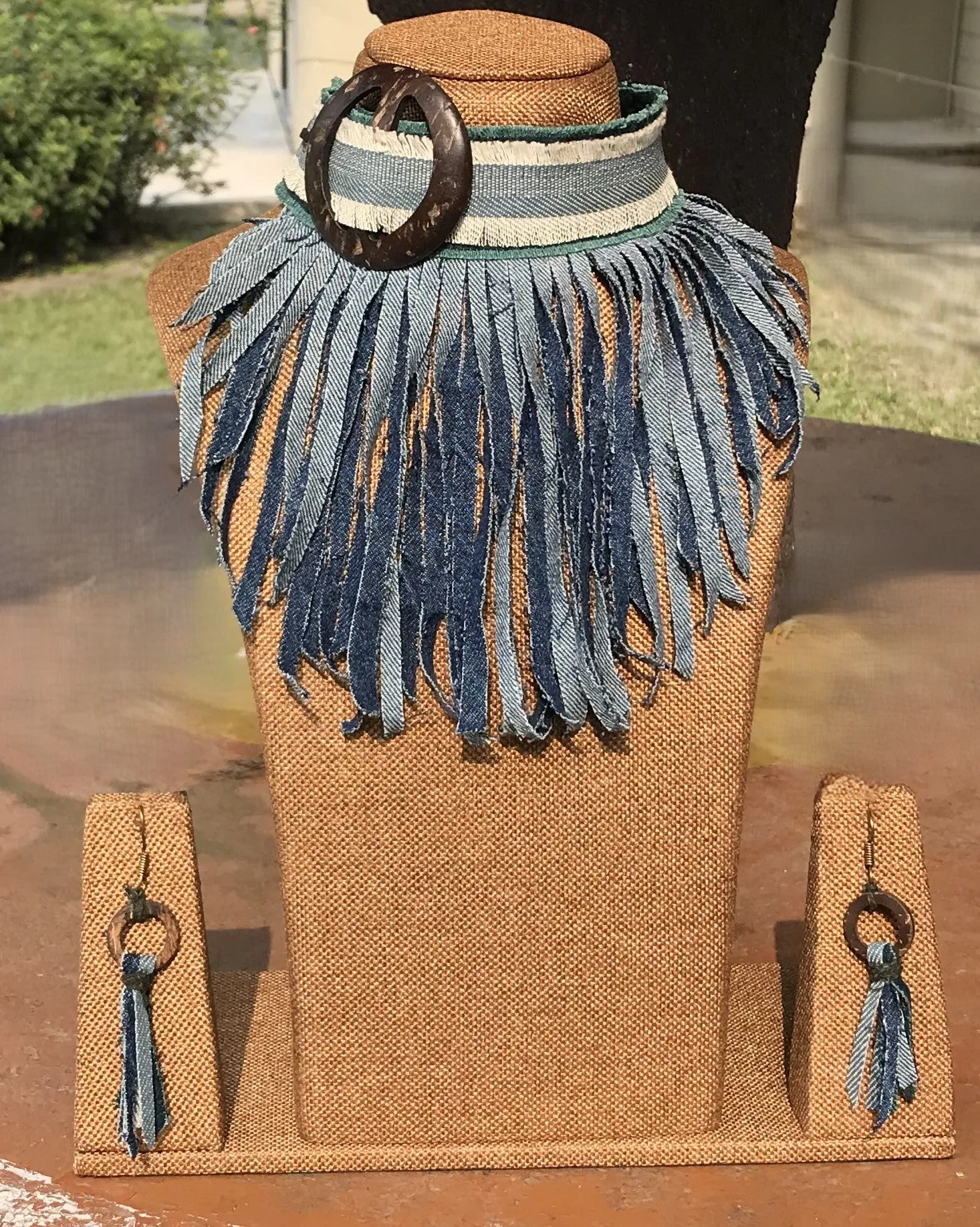 Stevie Denim Necklace & Earrings set