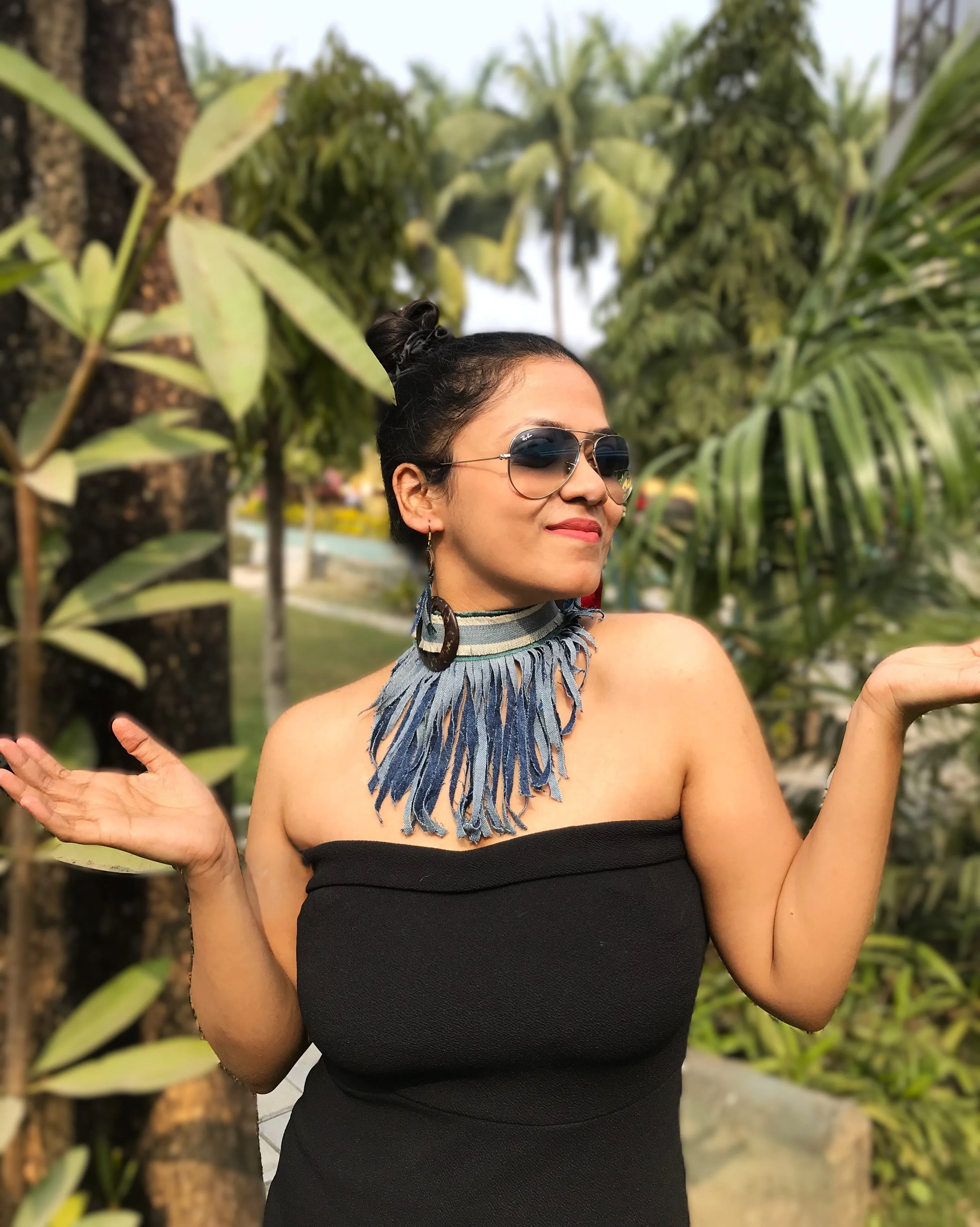Stevie Denim Necklace & Earrings set