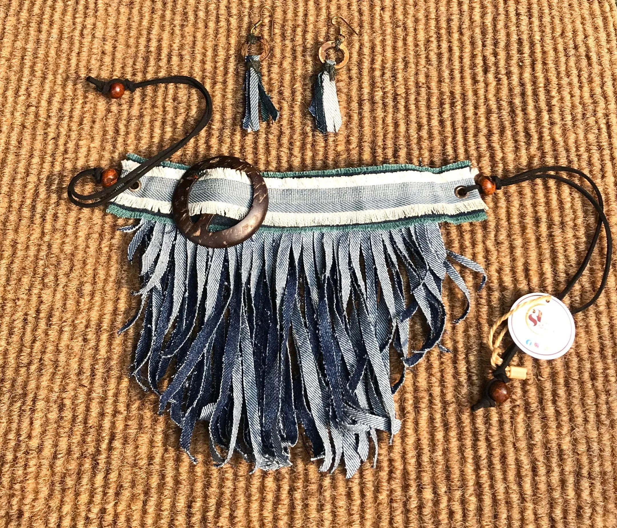 Stevie Denim Necklace & Earrings set