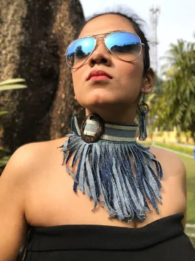 Stevie Denim Necklace & Earrings set