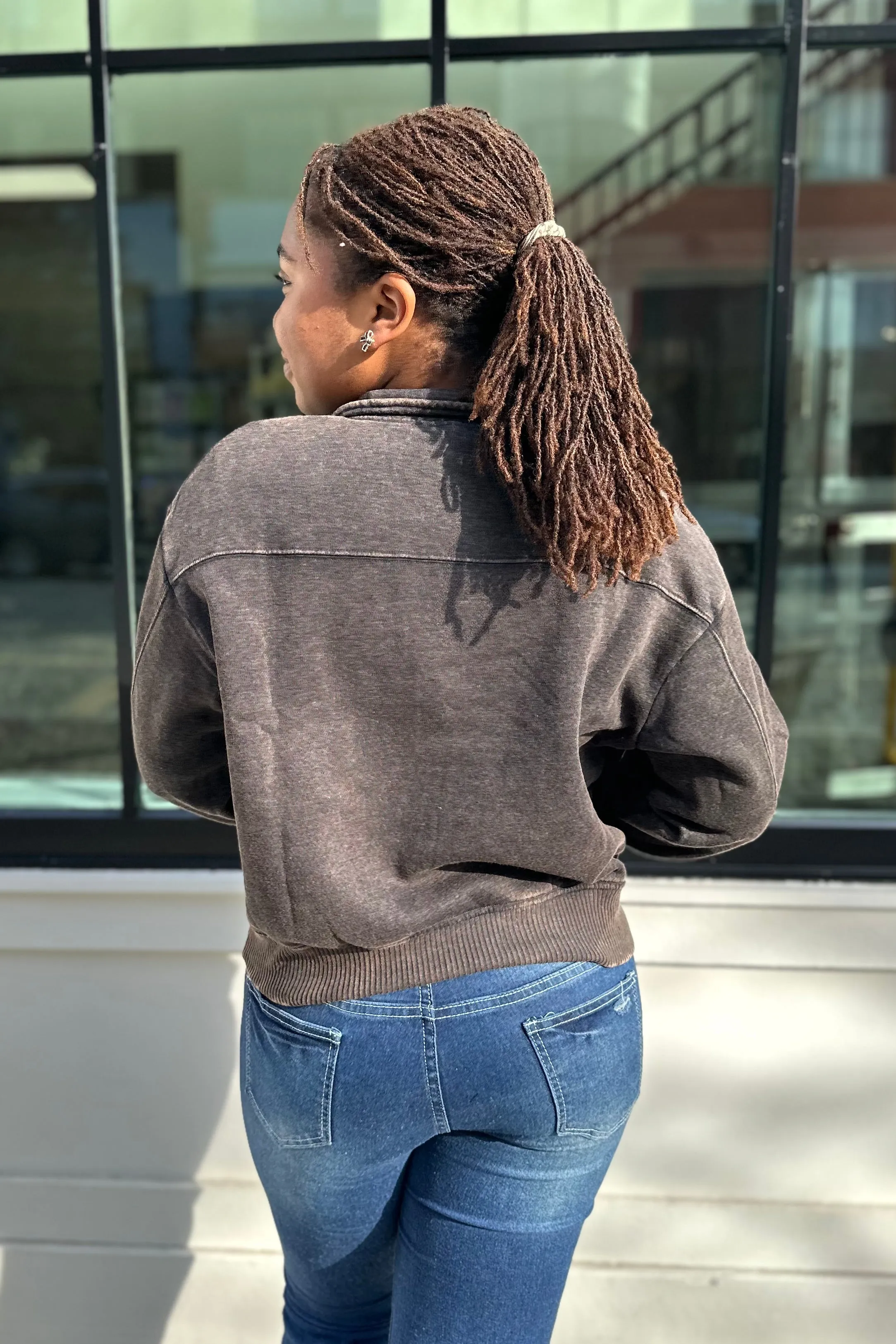TEAGAN Half Zip Pullover - Charcoal