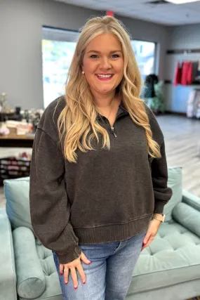 THEA Half Zip Pullover - Charcoal (Plus Size)