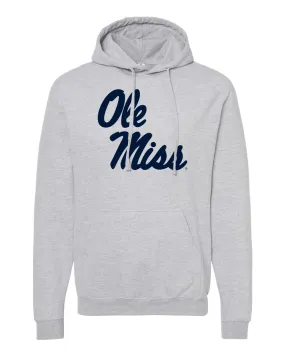Tultex Adult Ole Miss Gray Hoodie with Navy Stack Script