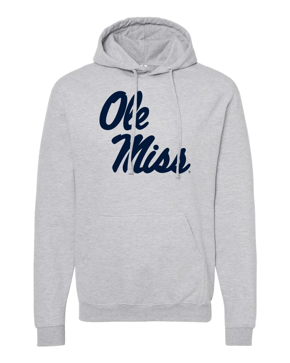 Tultex Adult Ole Miss Gray Hoodie with Navy Stack Script