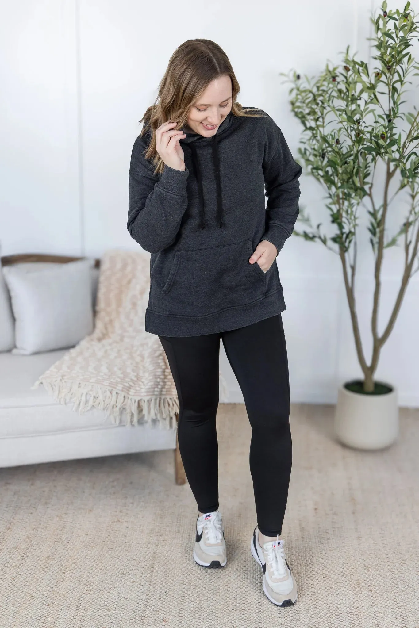 Vintage Wash Hoodie in Black