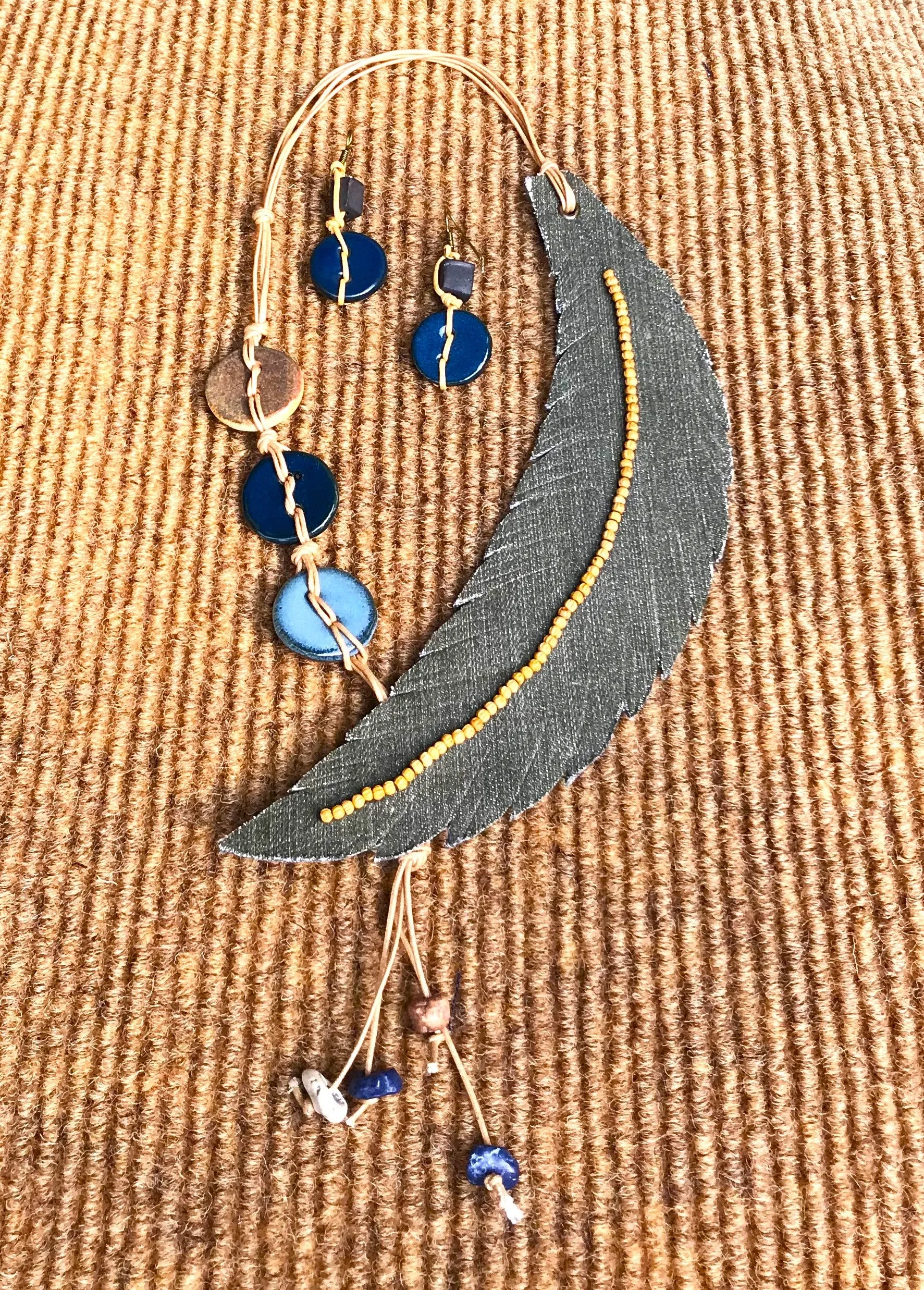 Zuri Denim Necklace & Earrings set