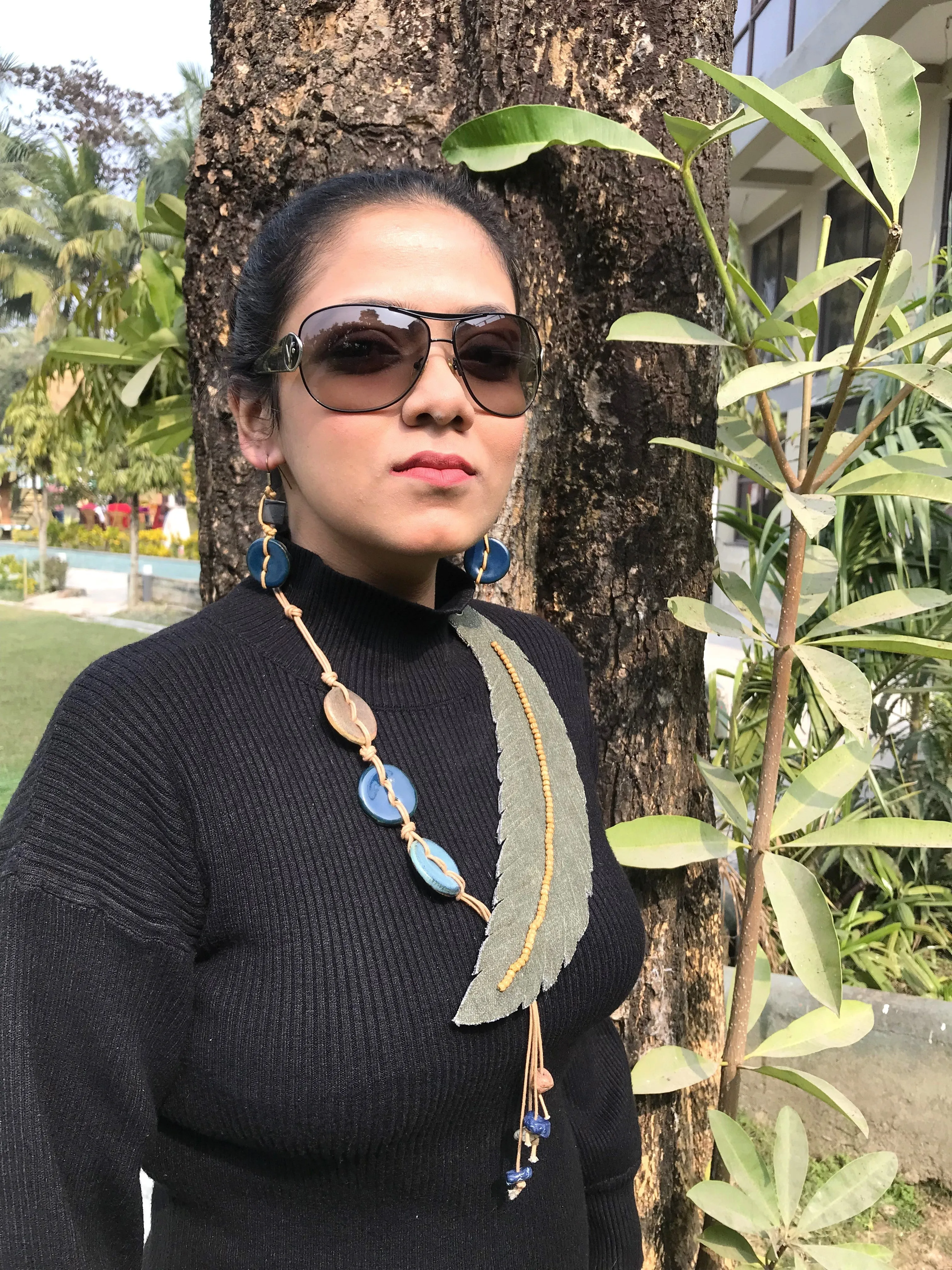 Zuri Denim Necklace & Earrings set
